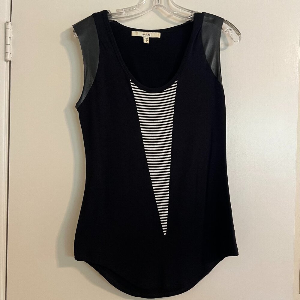 Leather and Striped Cotton Tank